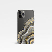 Agate Design with Personalised Arabic Name Clear Phone Case - Gold and grey