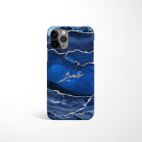 Agate Print with Personalised Name Phone Case - Blue