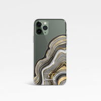 Agate Design with Personalised Arabic Name Clear Phone Case - Gold and grey