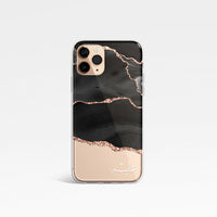 Agate Design with Personalised Arabic Name Clear Phone Case - Black and Rose Gold