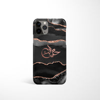 Agate Print with Personalised Name Phone Case - Black & Rose Gold