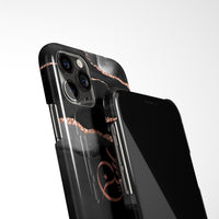 Agate Print with Personalised Name Phone Case - Black & Rose Gold