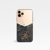 Black Marble with Personalised Arabic Name Clear Phone Case