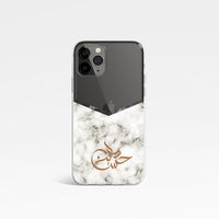 Marble with Personalised Arabic Name Clear Phone Case - White
