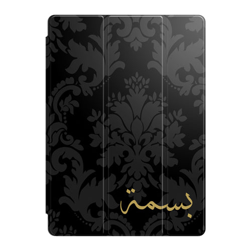 Black and Gold Damask Print with Personalised Arabic Name Smart Case