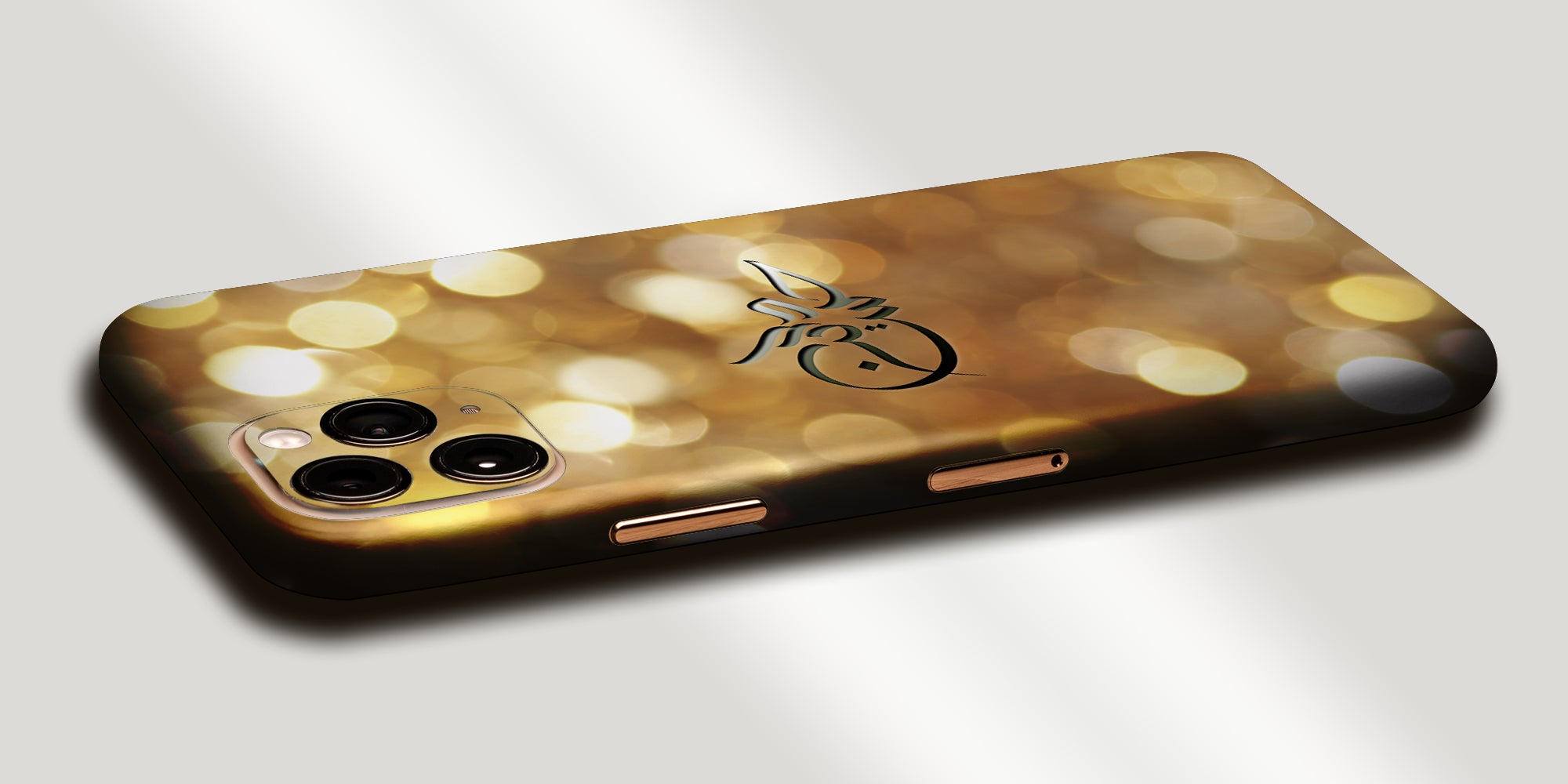 Gold Bokeh Decal Skin With Personalised Arabic Name Phone Wrap