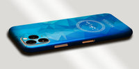 Geometric Design Decal Skin With Personalised Arabic Name Phone Wrap - Blue