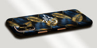 Gold and Blue Feather Decal Skin With Personalised Arabic Name Phone Wrap