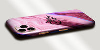 Marble Design Decal Skin With Personalised Arabic Name Phone Wrap - Dark Pink