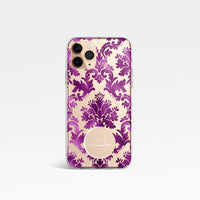 Damask with Personalised Arabic Name Clear Phone Case - Purple