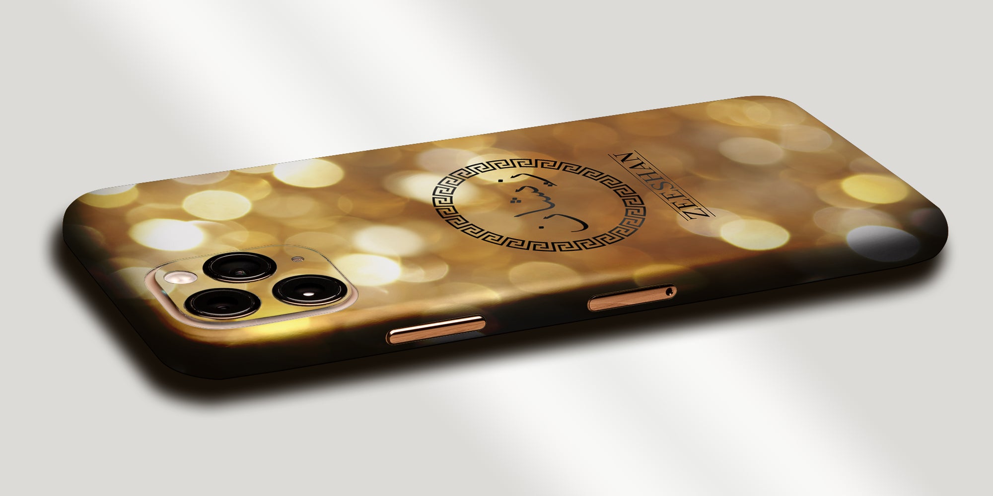 Gold Bokeh Decal Skin With Personalised Arabic Name Phone Wrap