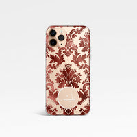 Damask with Personalised Arabic Name Clear Phone Case - Red