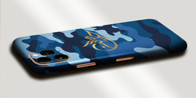 Camoflague Design Decal Skin With Personalised Arabic Name Phone Wrap - Blue