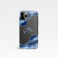 Agate with Personalised Arabic Name Clear Phone Case - Blue