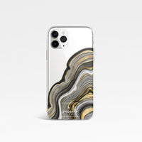 Agate Design with Personalised Arabic Name Clear Phone Case - Gold and grey