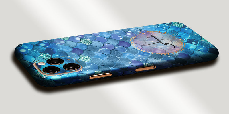 Blue Mermaid Decal Skin With Personalised Arabic Name Phone Wrap
