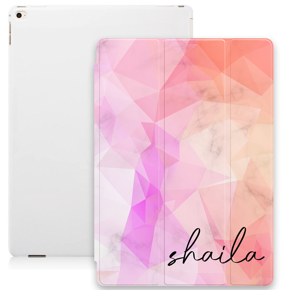 Marble Geometric Print with Personalised Name Smart Case