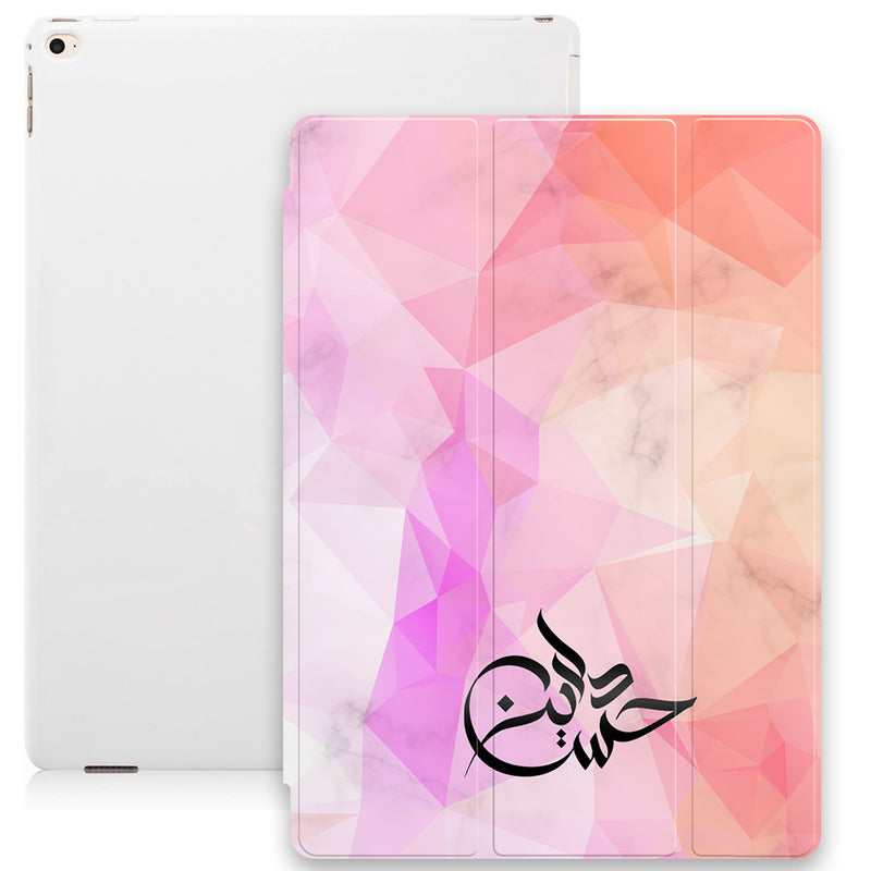 Marble Geometric Texture with Personalised Signature Calligraphy Arabic Name Smart Case