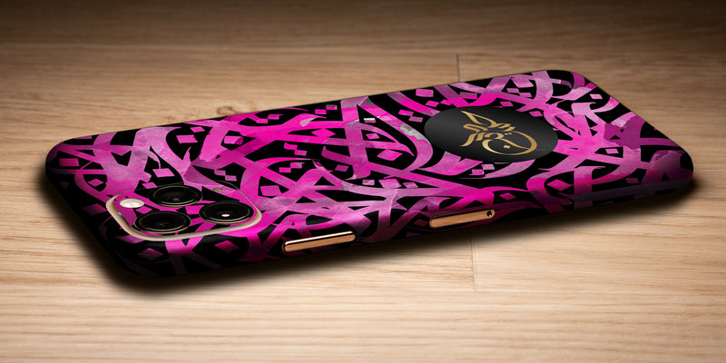 Arabic Calligraphy by Zaman Decal Skin With Personalised Name Phone Wrap - Pink Watercolour