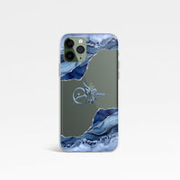 Agate with Personalised Arabic Name Clear Phone Case - Blue