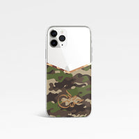 Camouflage V Shape With Personalised Name Clear Phone Case - Khaki