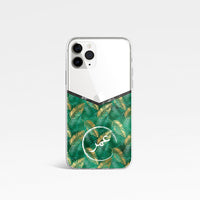 Tropical Green V Shape with Personalised Name Clear Phone Case