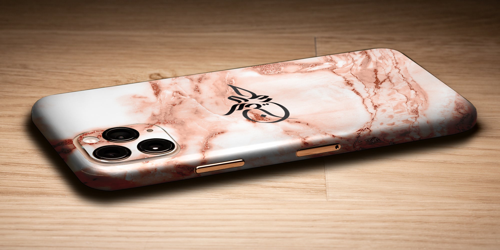 Marble Design Decal Skin With Personalised Arabic Name Phone Wrap - Pink
