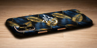 Gold and Blue Feather Decal Skin With Personalised Arabic Name Phone Wrap