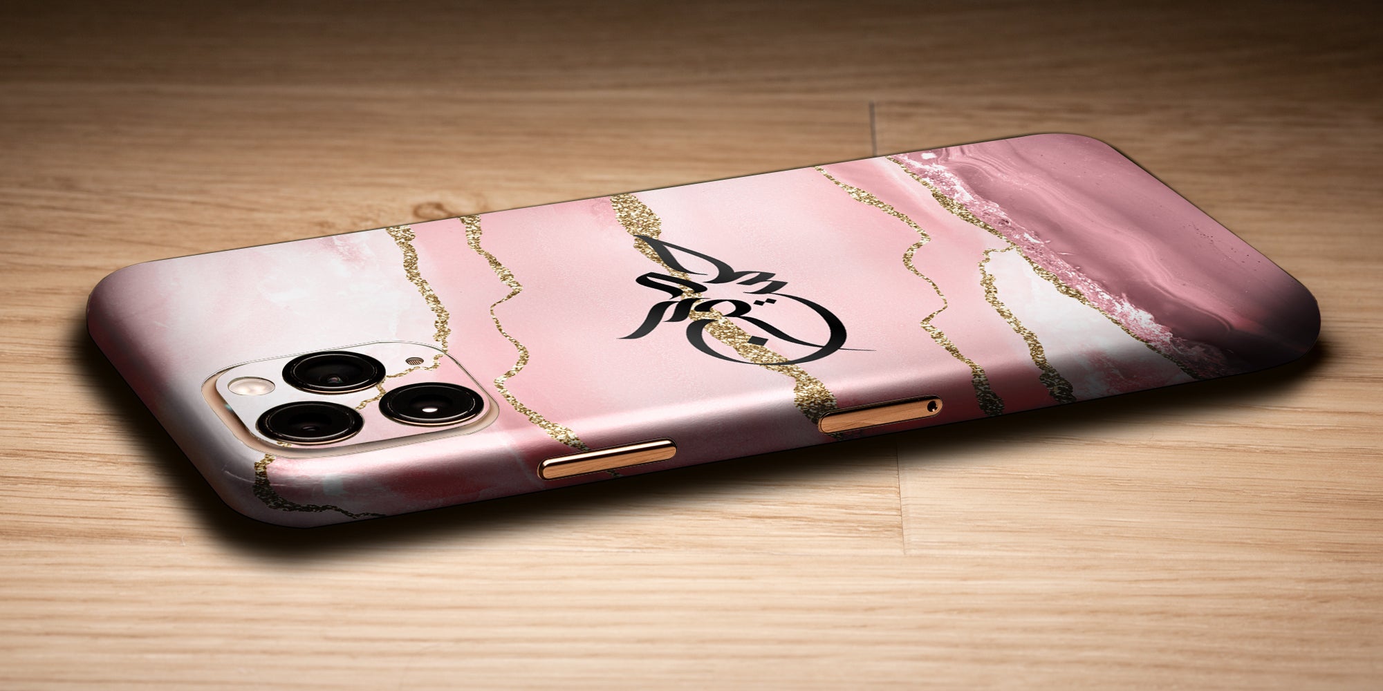 Agate Design Decal Skin With Personalised Arabic Name Phone Wrap - Blush Pink