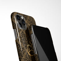 Damask Print With Personalised Arabic Name Phone Case - Gold and Black