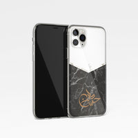 Black Marble with Personalised Arabic Name Clear Phone Case