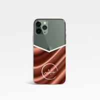 Brown Satin with Personalised Arabic Name Clear Phone Case