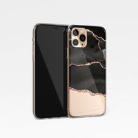 Agate Design with Personalised Arabic Name Clear Phone Case - Black and Rose Gold