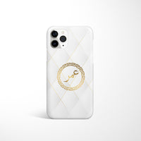 White and Gold Quilted Design Personalised Arabic Phone Case