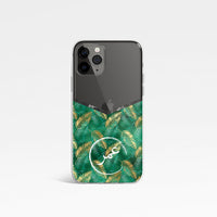 Tropical Green V Shape with Personalised Name Clear Phone Case