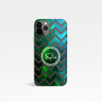 Geometric Chevron with Personalised Name Clear Phone Case - Green