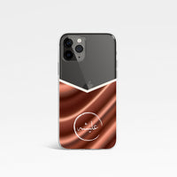 Brown Satin with Personalised Arabic Name Clear Phone Case