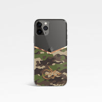 Camouflage V Shape With Personalised Name Clear Phone Case - Khaki