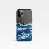 Camouflage V Shape With Personalised Name Clear Phone Case - Blue