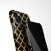 Moroccan Gold and Black Print with Personalised Arabic Name Phone Case
