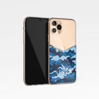 Camouflage V Shape With Personalised Name Clear Phone Case - Blue