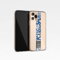 Metallic Blue Stripe Calligraphy by Zaman with Personalised Name Clear Phone Case