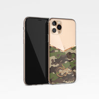 Camouflage V Shape With Personalised Name Clear Phone Case - Khaki