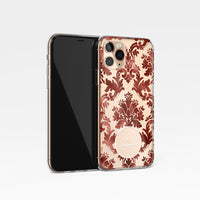 Damask with Personalised Arabic Name Clear Phone Case - Red