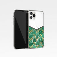 Tropical Green V Shape with Personalised Name Clear Phone Case