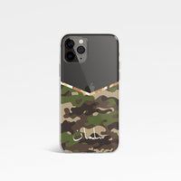 Camouflage V Shape With Personalised Name Clear Phone Case - Khaki