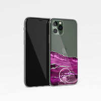 Agate with Personalised Name Clear Phone Case - Pink Half View