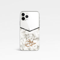 Marble with Personalised Arabic Name Clear Phone Case - White