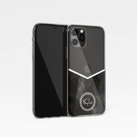 Geometric Chevron V Shape with Personalised Name Clear Phone Case - Black