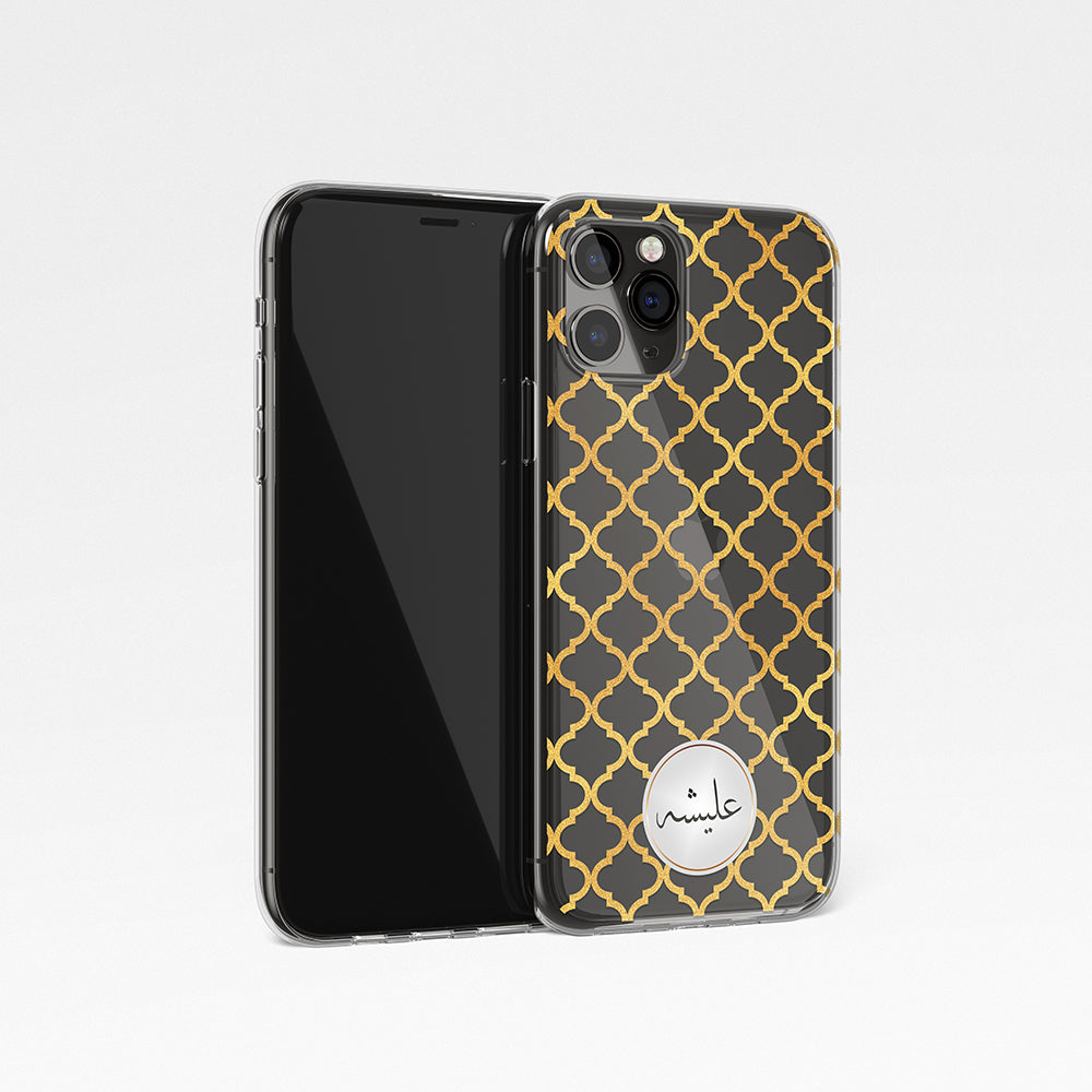 Moroccan Print with Personalised Arabic Name Clear Phone Case